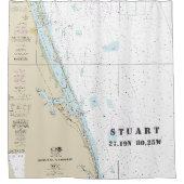 Rideaux De Douche Graphique Nautique Stuart FL Longitude Latitude (Devant)