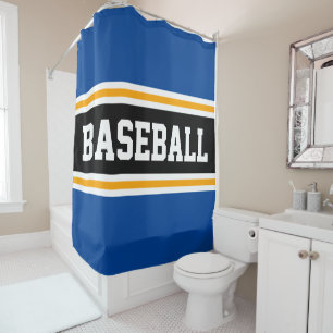 Rideaux De Douche Gras Bleu noir jaune BASEBALL rayures