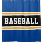 Rideaux De Douche Gras Bleu noir jaune BASEBALL rayures (Devant)