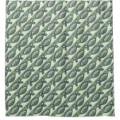 Rideaux De Douche Gras rétro poisson vert et gris (Devant)