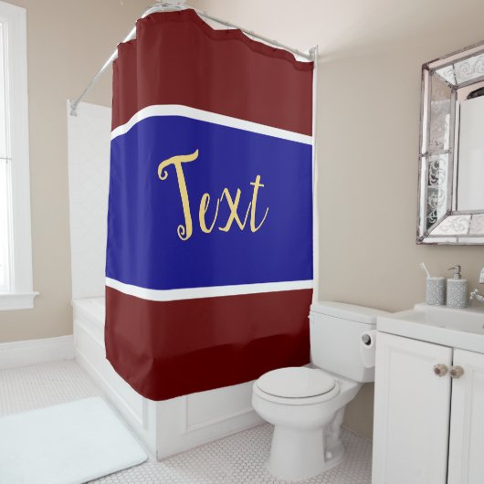 Rideaux De Douche Gras Royal Blue Dark Red Stripes (En situation)