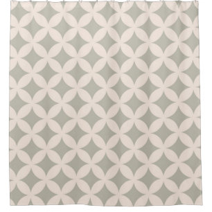 Rideaux De Douche Gray and Cream Geocircles Motif Design