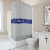 Rideaux De Douche Gray Navy Blue Ribbon Nom Monogramme (En situation)