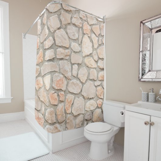 Rideaux De Douche Gray stone wall background. stone, texture, wall, (En situation)