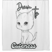 Rideaux De Douche Grayscale Kitten Illustration Charme (Devant)