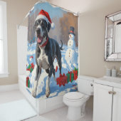 Rideaux De Douche Great Dane coule dans la neige avec le Casquette d (En situation)
