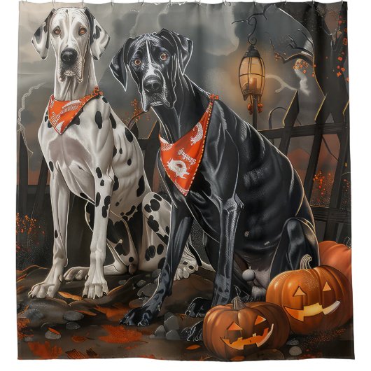 Rideaux De Douche Great Dane Halloween Éffrayant (Devant)
