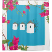 Rideaux De Douche Grèce Bougainvilliers Ile grecque Moulins à vent (Devant)