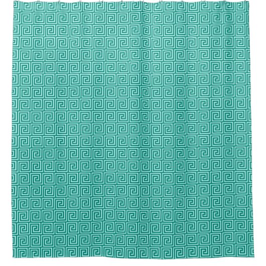 Rideaux De Douche grecque Motif, turquoise et aqua (Devant)