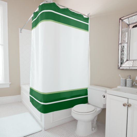 Rideaux De Douche Green And White Shower Curtain (En situation)
