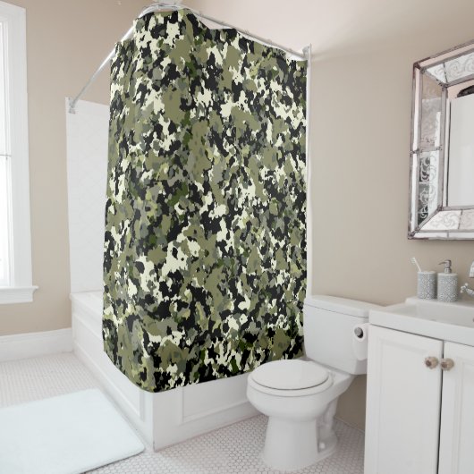 Rideaux De Douche Green Black Cream (En situation)