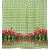 Rideaux De Douche Green Check with Tulips (Devant)