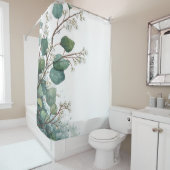 Rideaux De Douche Green Eucalyptus Pastel Floral Whimsical Botanical (En situation)