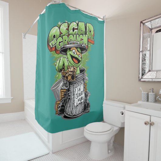 Rideaux De Douche Green Garbage Monster (En situation)