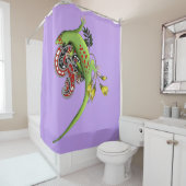 Rideaux De Douche Green Gecko Tribal Purple (En situation)