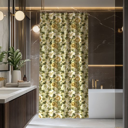 Rideaux De Douche Green Gold Bathroom Curtain Elegant Pastel Chic