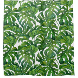 Rideaux De Douche Green Monstera Feuilles Tropical sans couture