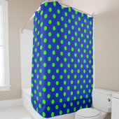 Rideaux De Douche Green On Blue Polka Dots Pattern Design