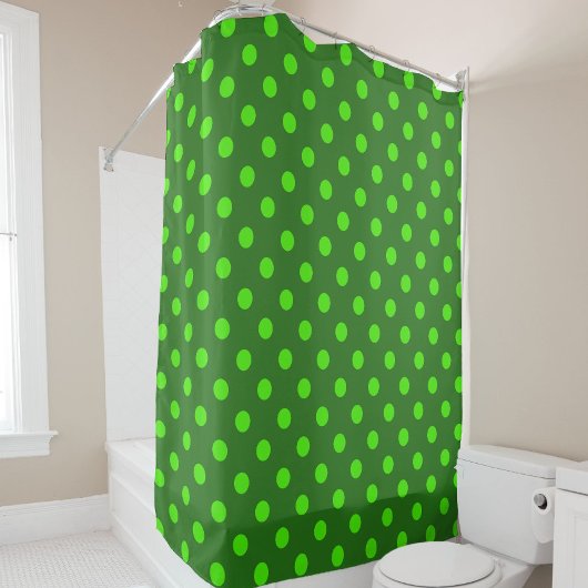 Rideaux De Douche Green On Dark Green Polka Dots Pattern Design 