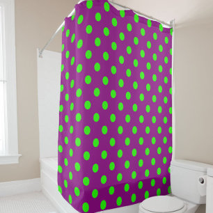 Rideaux De Douche Green On Purple Pois Design Motif