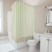 Rideaux De Douche Green Pink Pastel Stripes Pattern Modern Geometric (En situation)