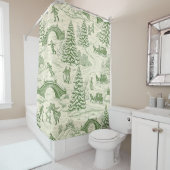 Rideaux De Douche Green Toile Christmas Sleigh Ride Pattern (4) (En situation)
