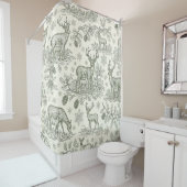 Rideaux De Douche Green Toile Woodland Deer Christmas Pattern (3) (En situation)