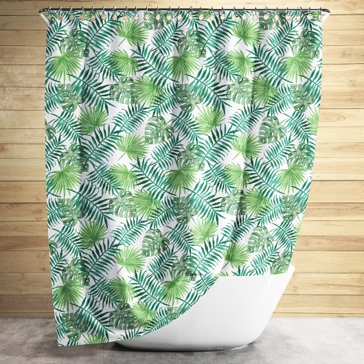 Rideaux De Douche Green Tropical Palm Feuille Motif