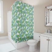 Rideaux De Douche Green Tropical Palm Feuille Motif (En situation)