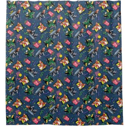 Rideaux De Douche Gremlins™ 80's Retrowave Pattern (Devant)