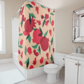 Rideaux De Douche grenade rétro feuille botanique (En situation)