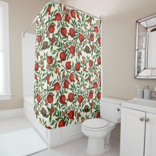 Rideaux De Douche Grenades et papillons Bella sur blanc (En situation)