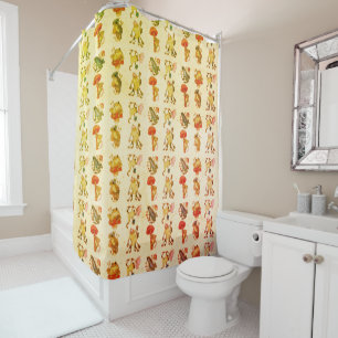 Rideaux De Douche Grenouille avec motif de style Cottagecore champig