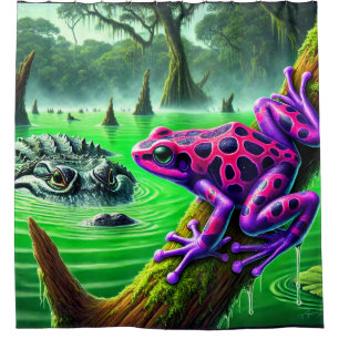 Rideaux De Douche Grenouille et alligator