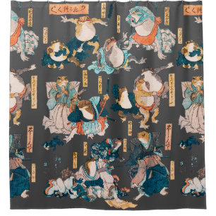 Rideaux De Douche Grenouille japonaise ukiyo-e Froggies