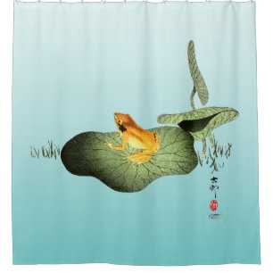 Rideaux De Douche Grenouille jaune sur feuille de lotus