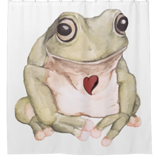 Rideaux De Douche Grenouille verte dessinée à la main (Devant)