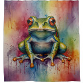 Rideaux De Douche Grenouille vibrante aux teintes pastel (Devant)