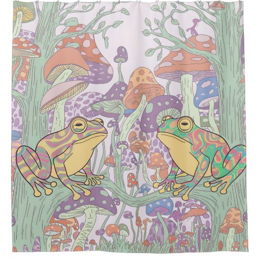 Rideaux De Douche Grenouilles enchantées dans les champs de champign (Devant)