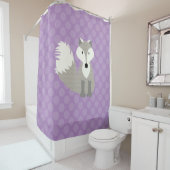Rideaux De Douche Grey Fox sur Lavender Pois (En situation)