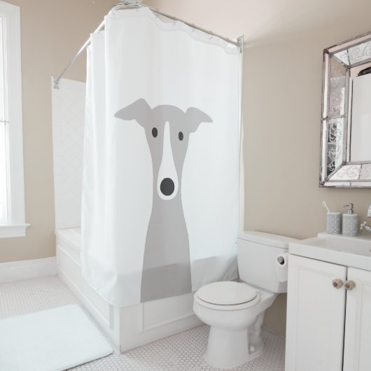 Rideaux De Douche Greyhound mignon, Greyhound italien ou Chien Whipp (En situation)