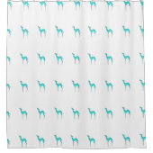 Rideaux De Douche Greyhound Whippet chien turquoise silhouette motif (Devant)