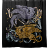 Rideaux De Douche Griffin argent et or (Devant)