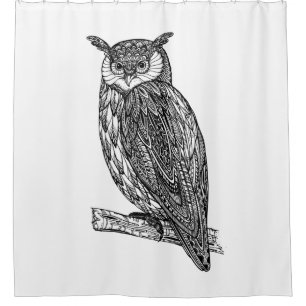 Rideaux De Douche Griffonnage animal de hibou de totem sauvage