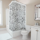 Rideaux De Douche Griffonnage de conception de fleur (En situation)
