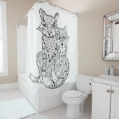 Rideaux De Douche Griffonnage de Fox de Boho (En situation)