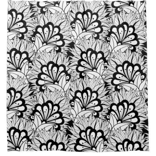 Rideaux De Douche Griffonnage de motif de fleur (Devant)