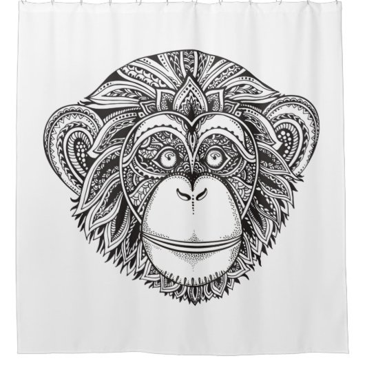 Rideaux De Douche Griffonnage d'Illustartion de singe (Devant)