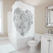 Rideaux De Douche Griffonnage floral de coeur (En situation)