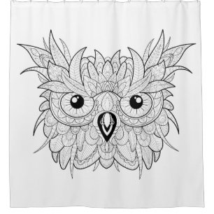 Rideaux De Douche Griffonnage mignon de portrait de hibou